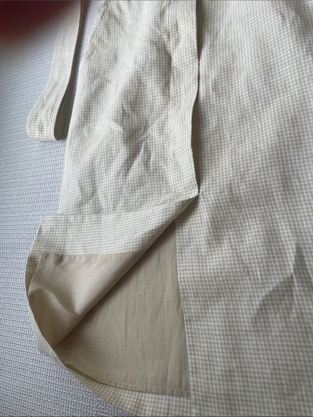 MaxMara Cap sleeve Cream plaid Linen Midi Dress - Cream Plaid -EU 32-US 0 - Picture 7 of 13
